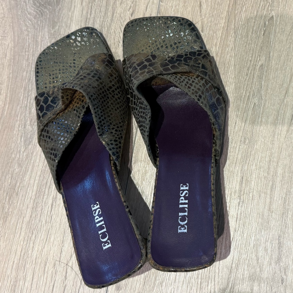 Eclipse Snake Print Mules Slip-On Heels